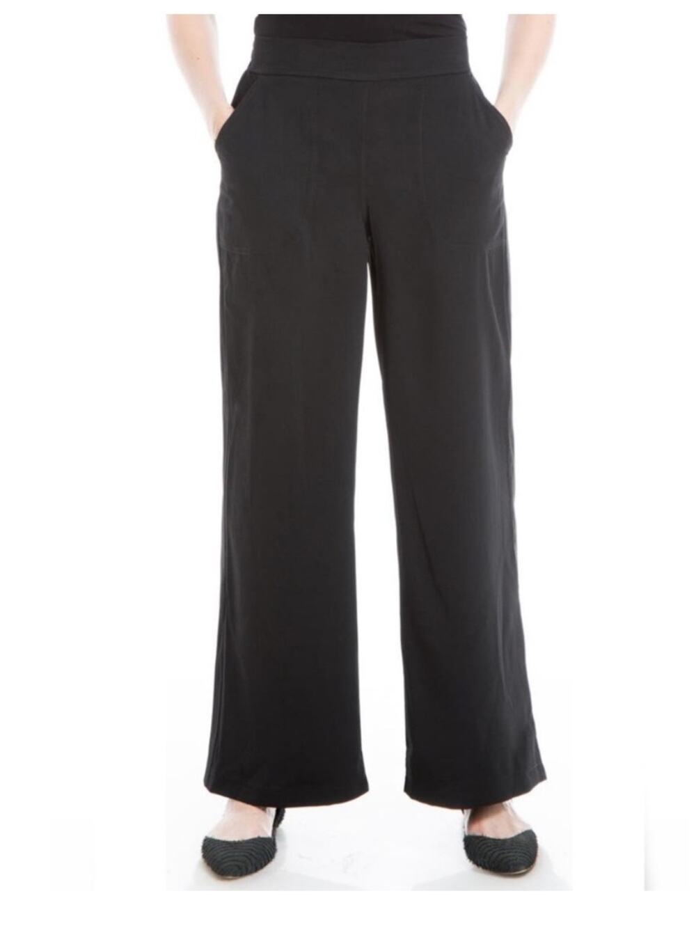 Max Studio Wide Leg Pants Trousers Black XS NWT $118 loose fit casual pull on